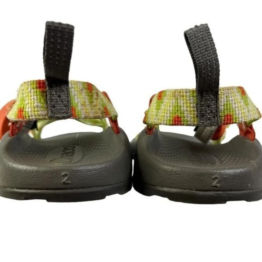 Chaco Z/2 EcoTread Sandals Youth 2 Green Multi Adjustable Strap Toe Loop Hiking‎